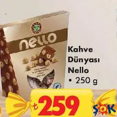 KAHVE DÜNYASI NELLO ÇİKOLATA 250 G - BAYRAM ŞEKERİ/ÇİKOLATASI